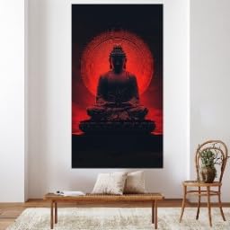 Statue de Bouddha toile zen lumineuse 70x130cm grand format pour mur