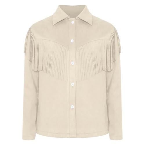 Choomomo Kids Fringe Tassel Dressy Shirt Western Long Sleeve Lapel Blouse Top Cowboy Cowgirl Outfits - Main Image