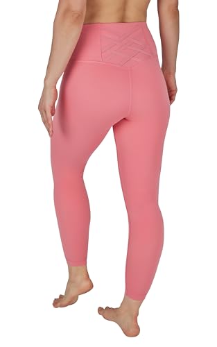 Yogalicious High Waist Ankle Legging Squat Proof Criss Cross V-Back Pant - Sun Kissed Coral - Medium