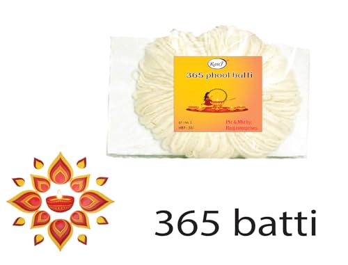 Image of 365 Phool Batti for Daily Pooja, Havan and Religious Rituals, Cotton vattulu for karthika masam, deepam Cotton thriri Wicks, bati for Daily Pooja, Premium bati, Pack of 6.
