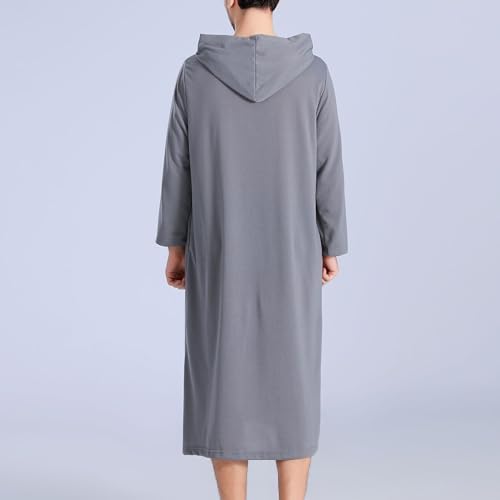 Generic Men's House Coat Zip Up Long Robe Long Sleeve Comfy Winter Zipper Loose Soft Spring Hooded Basic Bathrobe3
