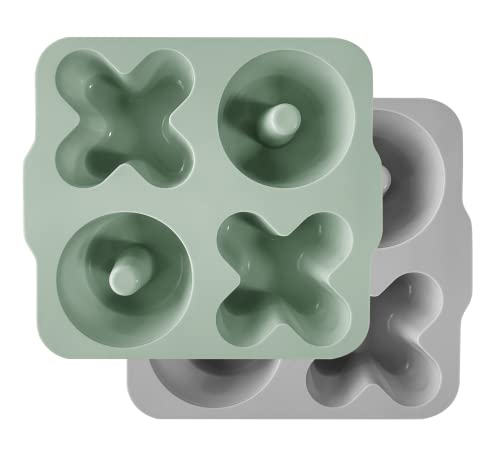 MinikOiOi XoXo 100% Silicone Cake Mold River Green/Powder Grey (4 Sectionsx2 Count)