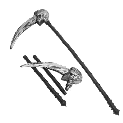 SAFIGLE 2pièces Faux De Faucheuse Plastique Détachable Accessoire Halloween pour Garçon Fille Et Adultes Simulation De Crâne pour Déguisement Et Fête