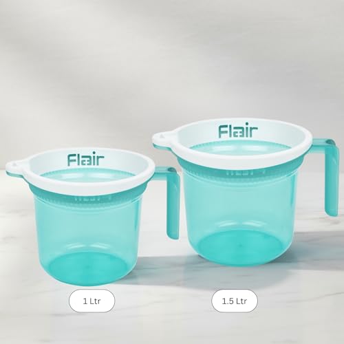 Image of FLAIR Estella Crystal Plastic Bath Mug 1 LTR - Durable, Lightweight & Stylish - Ideal for Daily Use in Bathroom & Kitchen (Green)