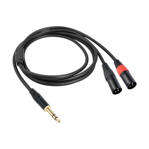 Jack 6.35mm 1/4 TRS Stereo a Doble XLR Macho Cable Extensión 100 cm
