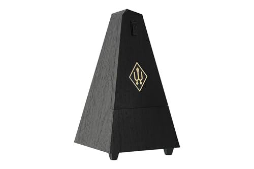 Wittner Metronomo Taktell forma piramidale Sistema Maelzel Serie 855 - Custodia in plastica - Con campana - Nero - Meccanismo a carica manuale - Non richiede batterie - Made in Germany