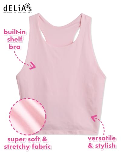 dELiA*s Girls' Training Bra - 4 Pack Seamless Longline Cami Bralette - Crop Top Sports Undershirt with Built-in Bra Shelf2