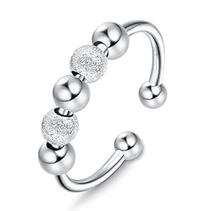 YADOCA 925 sterling zilver, angstring voor dames en meisjes, verstelbare spinner-bead ring, fidget ring