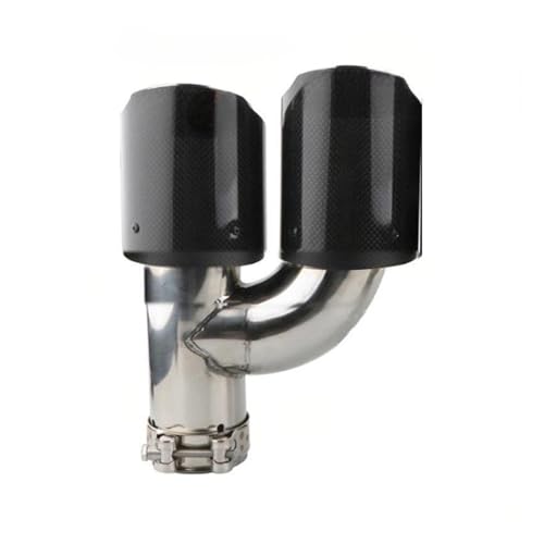 Tuyau d'échappement double sortie en inox et carbone brillant pour voiture universelle