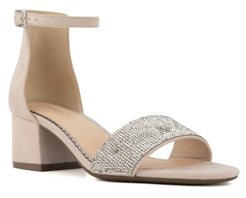 Image of LONDON FOG Women's Nikki Low Two Piece Block Heel Dress Shoe Ladies Ankle Strap Pump Sandal