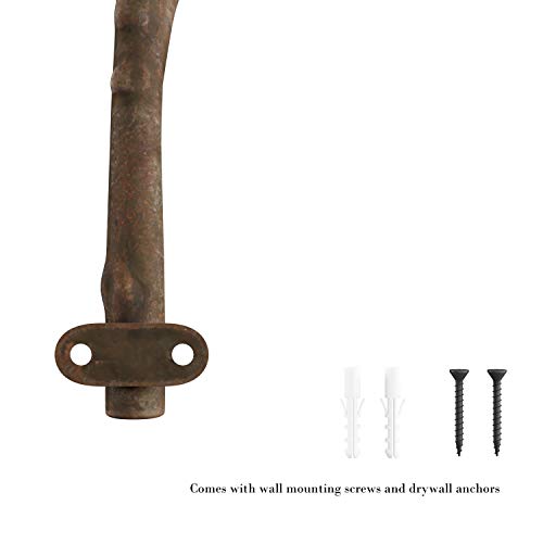 Lavish Home Decorative Skeleton Key Design Cast Iron Shabby Chic Wall Mount Hooks For Coats, Towels, Hats, Scarves, Jewelry, And More, (L) 2.5”X (W) 5”X (H) 11”, Rustic Brown #TOP2