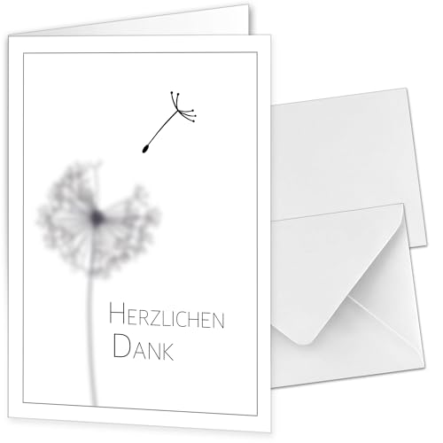 beriluDesign 25 Danksagungskarten Trauer mit Umschlag - moderne Trauerkarten würdevoll gestaltet als Klappkarten