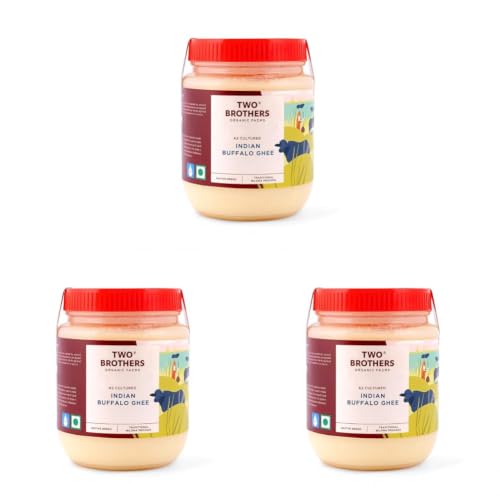 Image of Two Brothers Organic Farms Buffalo Ghee (1000ml) | Aromatic Flavor | Traditional Hand-Churned Bufflao Ghee | Farm-fresh Quality, Natural & Pure | Ayurvedic Goodness (Pack of 3)