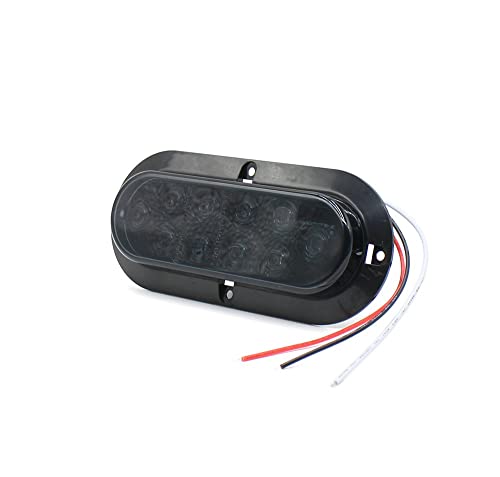 Tmh 6 Inch 10 Led Surface Mount Oval Smoked Lens/Red Light Turn Signal Marker Rear Stop Brake Tail Lights Low-High Brightness For Truck Trailer Trail Bus 12V Dc (Pack Of 2) #TOP4