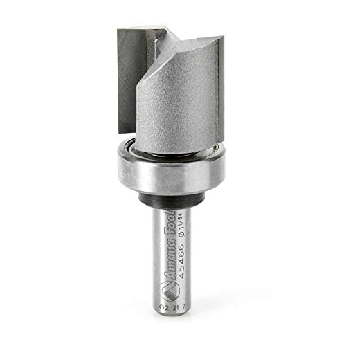 Image of Amana Tool 45466 Carbide Tipped Flush Trim Plunge Template Router Bit 1 Inch Dia x 1 Inch x 3 /8 Shank with Upper Ball Bearing