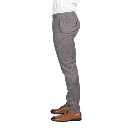 Slim Fit Slacks Plaid Tweed Men's Dress Pants SD958182