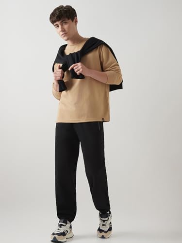 Image of Bewakoof Men's Solid Oversized Fit Cotton Joggers