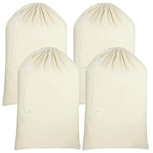 JOYIN 4 Extra Large Christmas Natural Cotton Heavy Duty Santa Sack Canvas Laundry Bags for Xmas Gift-giving, Party…
