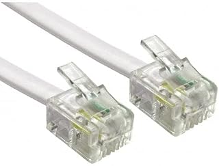 Reulin 3M Flat Landline Telephone Broadband Cable Cord, Wifi Modem Router Wire to RJ11 Phone Socket or Microfilter, ADSL 2+ Filter/Fibre Optic 6/4 High-Speed Internet Lead (3 M, White)