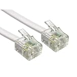 Reulin 4M Flat Landline Telephone Broadband Cable Cord, Wifi Modem Router Wire to RJ11 Phone Socket or Microfilter, ADSL 2+ Filter/Fibre Optic 6/4 High-Speed Internet Lead (4 Metres, White)
