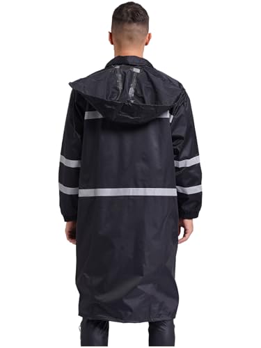 Mens Long Rain Coats Hooded Raincoats Safety Rainwear for Waterproof Work Rain Jacket Poncho2