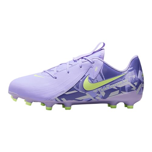 Nike United Jr. Phantom GX 2 Academy Big Kids' MG Low-Top Soccer Cleats (HF1502-500, Purple Agate/Barely Volt)