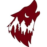 Decal Stickers of Wolf Mountain Scene (Burgundy) (Set of 2) Premium Waterproof Vinyl Decal Stickers...