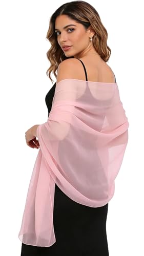Sumolux Chiffon Shawls and Wraps for Evening Dresses Women Soft Silky Elegant Wedding Bridal Scarve