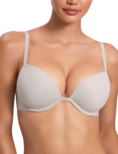 Image of Deyllo Women's Push Up Underwire Bra Super Padded T-Shirt Bra Add Two Cups