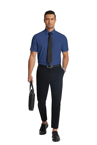 COOFANDY Men's Short Sleeve Dress Shirts Wrinkle Free Regular Fit Dress Shirt Textured Casual Button Down Shirts3