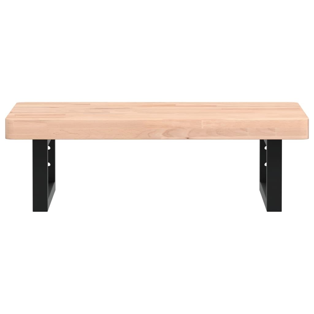 Scaffale per lavandino, montaggio a parete, in acciaio e legno di faggio massiccio, 60 x 40 cm, con supporti per mobili da bagno, lavabo e WC degli ospiti, ripiano salvaspazio per lavabo e