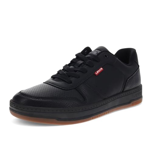 Levi's Mens Drive Lo Synthetic Leather Casual Lace Up Sneaker Shoe, Black/Gum, 9.5 M