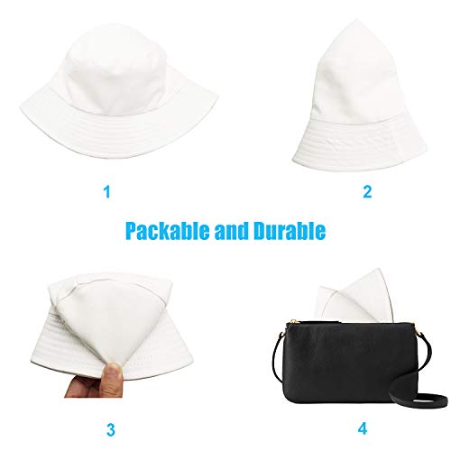Image of Bucket Hat for Women Men, Reversible Cotton Summer Sun Beach Cap Solid Color Style