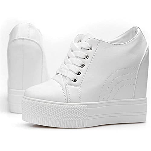 Image of ACE SHOCK Women Wedges Sneakers with Hidden Heel Ankle High Platform Walking Shoes Fashion Bride Wedding Shoes