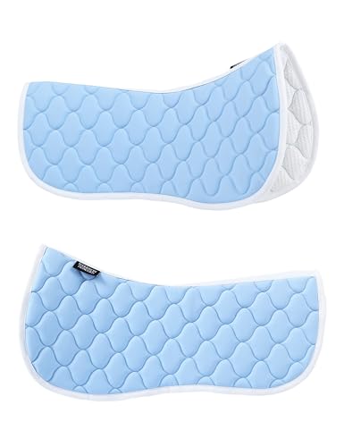 Harrison Howard Horse Half Pad – Shock-Absorbing, Soft & Breathable English Saddle Pad for Horses Sky Blue