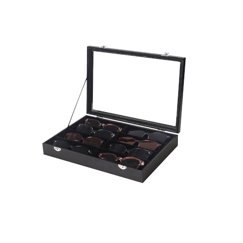 Mejores precios y opiniones de Repisas para tienda favoritos de las personas. 29 Coward - Bandeja organizadora para anteojos de sol, con rejilla de terciopelo negro, con tapa de vidrio transparente, para uso doméstico o tienda