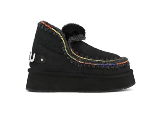 Mou BOTA 681002A/BKBK ESKIMO 18 PLATFORM RHINESTONES (Negro, Sistema tallas calzado EU, Adulto, Números, mediano, 39)