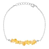 Thecraftman Natural Citrine Chips Bar Bracelet, Gemstone Bracelet, Genuine Gemstone, Birthstone, Gif