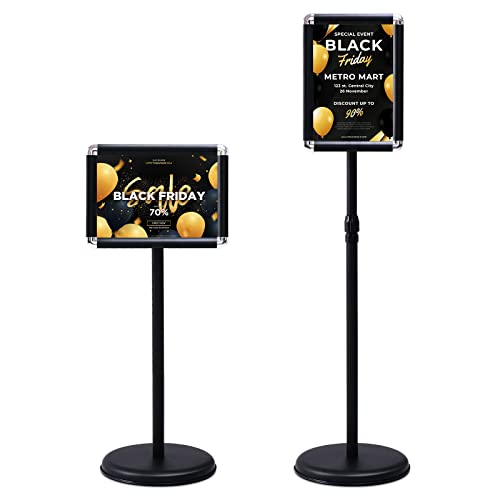 COSTWAY Infoständer A4 höhenverstellbar, Informationsständer, Plakatständer drehbar und schwenkbar, Kundenstopper Präsentationsständer Werbeständer (Schwarz)