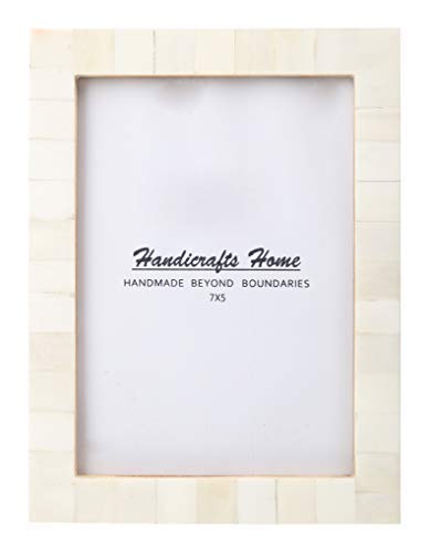 New Real Handmade Black White Bone Photo Picture Vintage Imported Chic Frame Made to Display Pictures 5x7, White-0.75