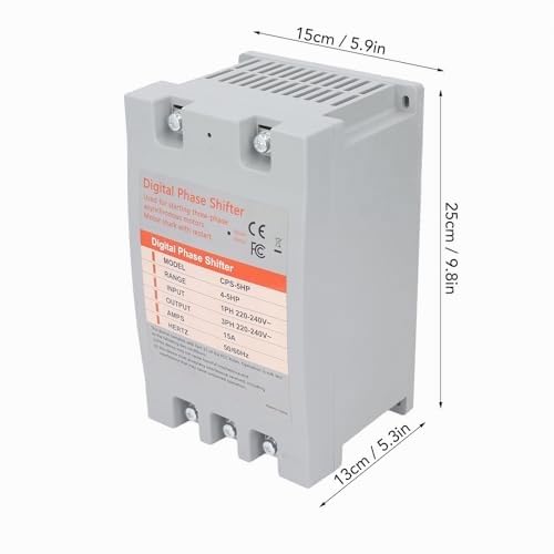 Convertidor Monofásico a Trifásico de 5 Caballos de Fuerza, Convertidor de Fase Digital para Conversión de Energía de Equipos de Motor para Herramientas de Garaje y Maquinaria de