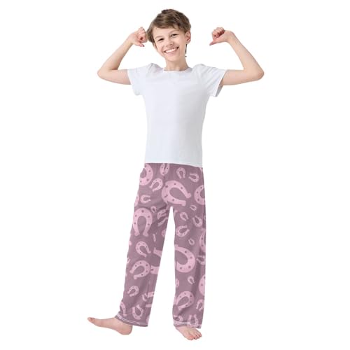 Lucky Horseshoe Boys Pants Boys Athletic Pants Long Pant for Boywith Pockets Wide-Leg Size 6-14Y3