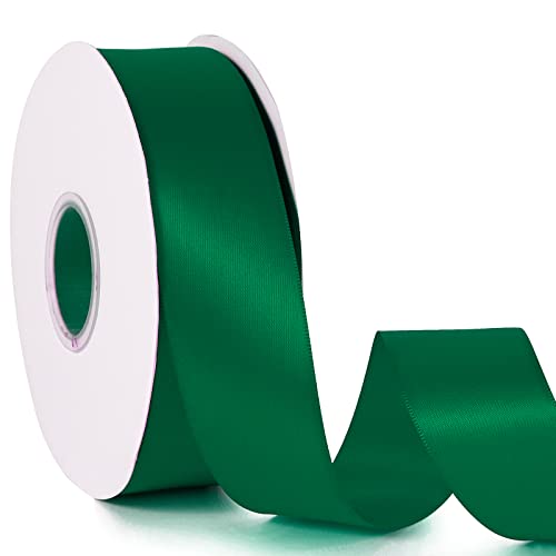 Forest Green 1-1/2" X 50 Yards Solid Color Satin Ribbon, Double Faced High Density Polyester Fabric Ribbon for Gifts Wrapping, Wedding, Party, Crafts, Hair Bows, Home DIY Decor Ornaments