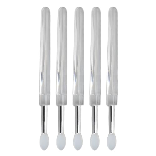 Jauarta 15pcs Silicone Lip Brush with Transparent Handle Lid Reusable Lipstick Brush Applicator for Lip Mask White