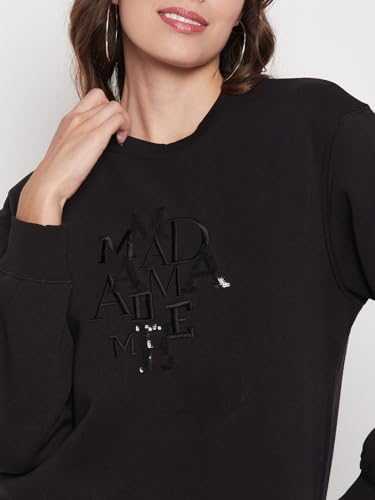 Image of Madame Women Solid Black Sweatshirt