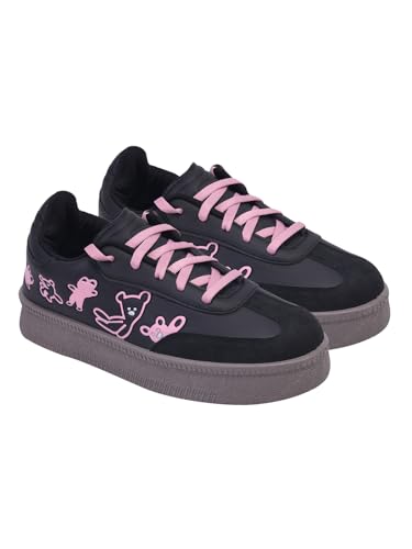 Image of Shoetopia Women's Casual Sneakers | Lace-Up Low-Top Shoes with Cushioned Sole | Trendy Daily Footwear Walking Shoes