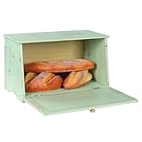 HOMEKOKO Large Wood Bread Box for Kitchen Counter, Retro Design Single Layer Bamboo Large Capacity Food Storage Bin (Mint Green) - Image 2