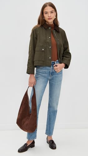 Madewell Women's Waxed Zip-Front Barn Jacket, Trench Green, L