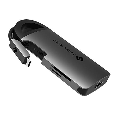 NOVOO USB C Hub 7-in-1 Typ C Adapter mit HDMI 4K-Adapter, 2 USB 3.0 Ports, SD/TF-Kartenleser, USB C Power Delivery PD (60 W) kompatibel mit MacBook Pro, Chromebook Laptops und weiteren Typ-C-Geräten