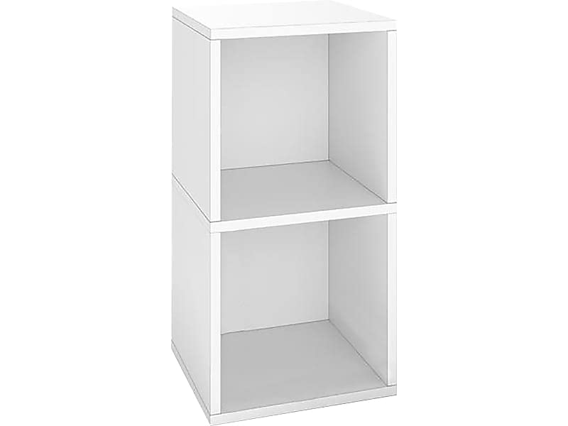 Way Basics WB-CUBE-P-BK Eco Stackable Storage Cube Plus & Cubby Organizer, Black Wood Grain